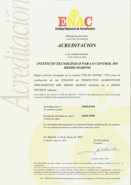 Certificado acreditación ENAC