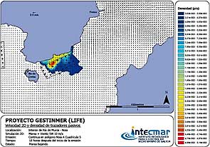 Modelo de distribución dunha sustancia realizado para o proxecto GESTIMER.